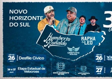 Novo Horizonte do Sul celebra 33 anos com grande festa e show nacional de Humberto & Ronaldo