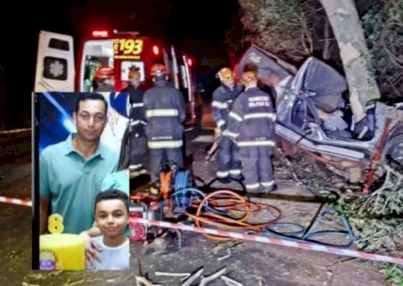 Criança é transferida para UTI e pai e irmão mortos em acidente são velados em MS