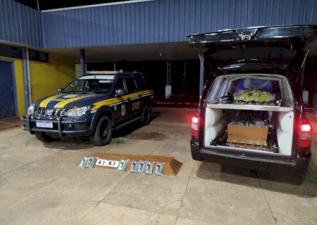 PRF apreende 162 Kg de cocaína escondidos em caixão funerário em MS