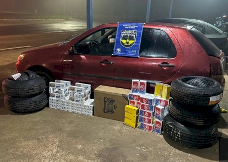PMR apreende cigarros, pneus, celulares e eletrônicos na MS-164 em Ponta Porã