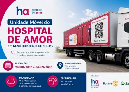 NOVO HORIZONTE DO SUL: Unidade Móvel do Hospital de Amor estará no município para exames gratuitos