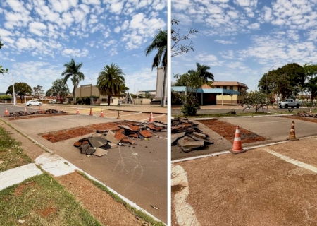 DEODÁPOLIS: Trecho entre Paróquia e Praça recebe faixa elevada