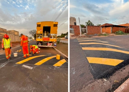 DEODÁPOLIS: Lombadas ganham pintura e sinalização para aumentar segurança nas ruas