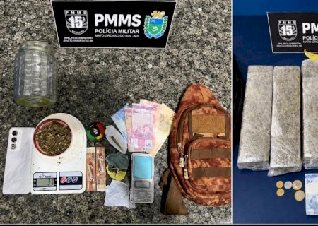 Operação da PM apreende mais de 3,3 kg de maconha em dois pontos de Nova Alvorada do Sul